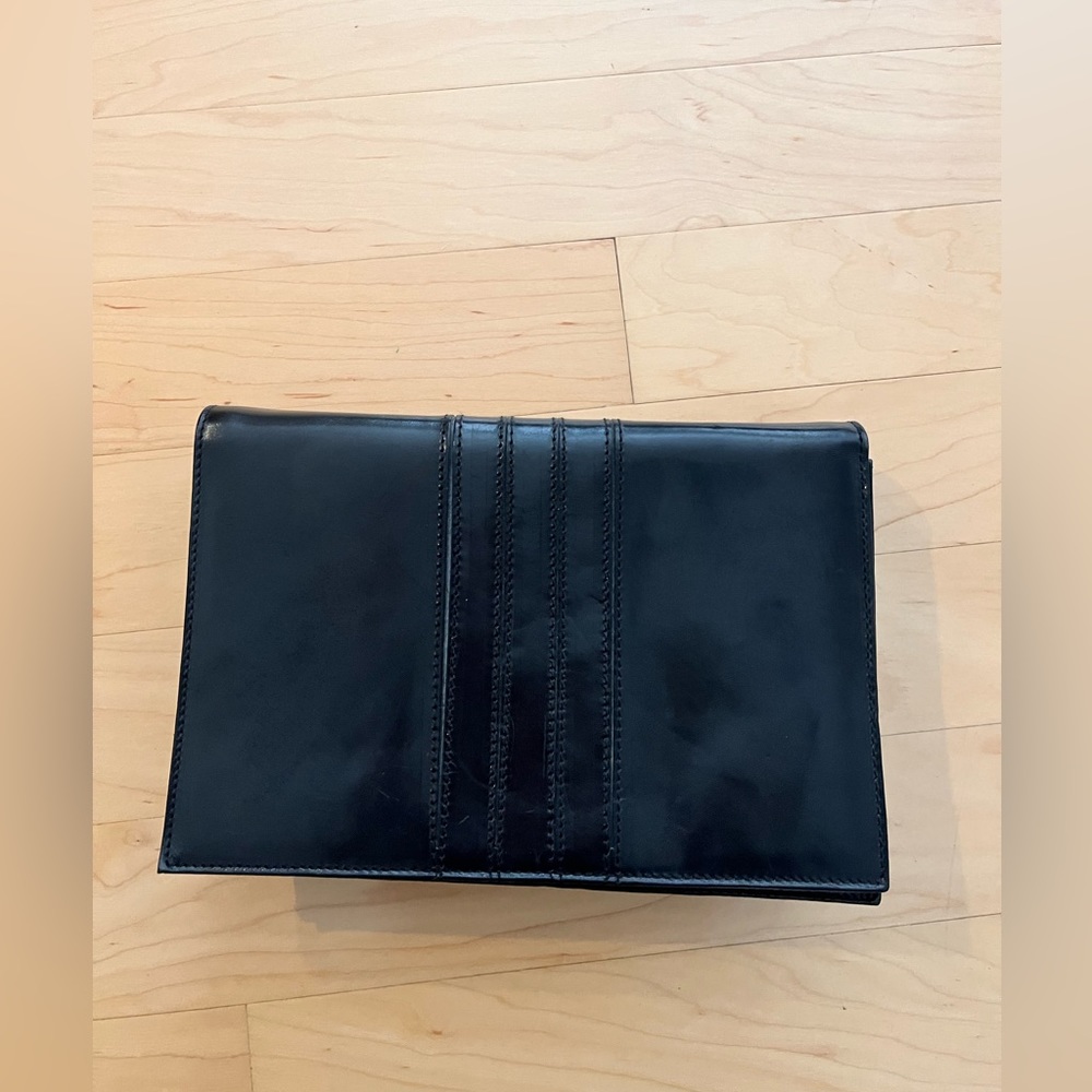 Black Genuine Leather Cristian Clutch with Shoulder Strap. Made in Italy. $40